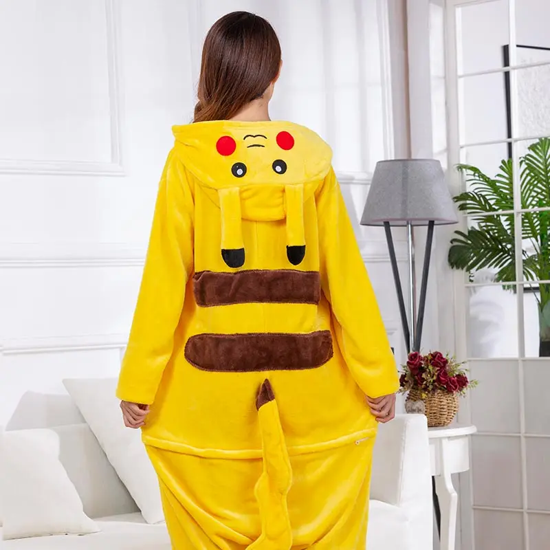 Pokemon Costume Pikachu Snorlax Eevee Onesie Anime Cosplay Outfit Halloween Festival Kigurumis Winter Flannel Warm Zipper Suit