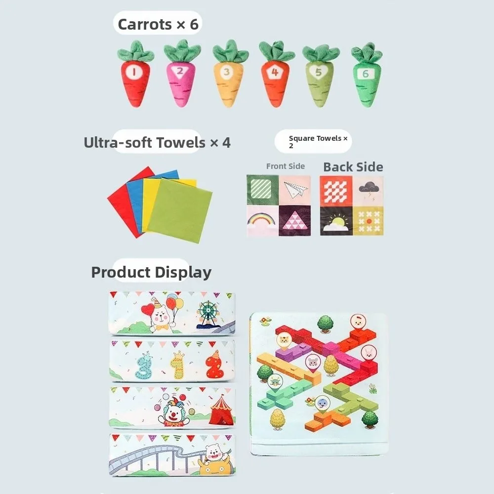 Soft Baby Tissue Box Tear-resistant Cartoon Pattern Radishes Montessori Finger Exercise Color Learning Pulling Carrots Stuffed