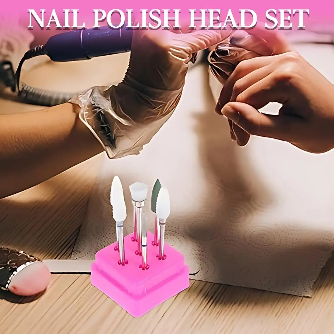 7 個のセラミックフライスカッターセットマニキュア用、組み合わせネイルドリルビットキット電気除去ジェル研磨ツール