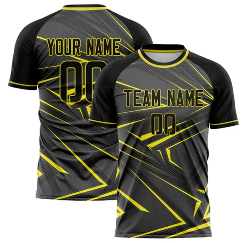 Customized Team Name Number Name Football T-shirt Personalized DIY Crew Neck Grey Sports T Shirt Loose Quick Dry Team Uniforms