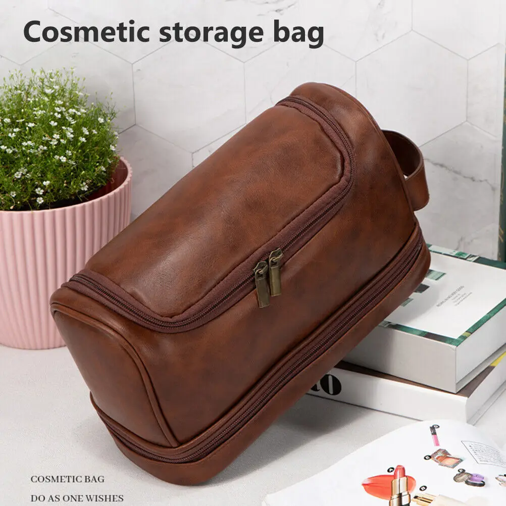 High-capacity Men Vintage Luxury Toiletry Bag Travel Necessary Business Makeup Bags For Women‘s Hanging Storage Organizer 2023