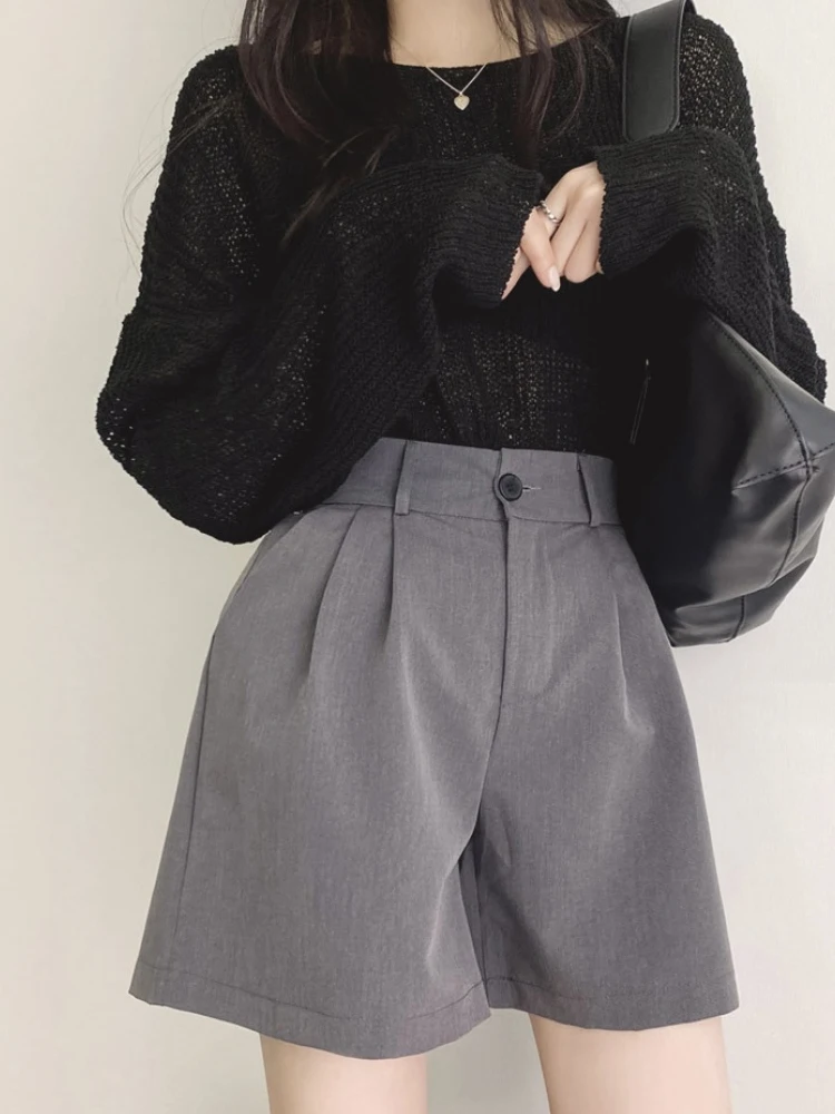 Korean Style High Waist Wide Leg Casual Pants Women's Summer New Loose Drapey Five-Point Pants Casual Trousers Short Shorts
