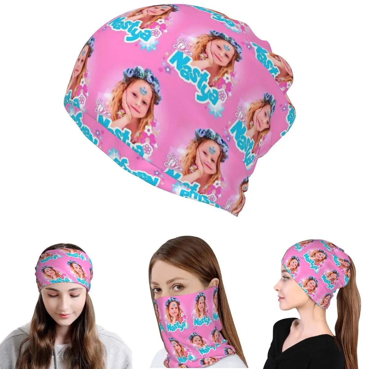 

Cartoon Like Nastya Bandana Neck Gaiter Mask Scarf Multi-use Headwear Beanies Hat for Men Women Adult All Season