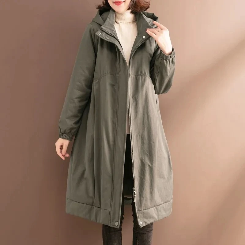 Oversized Plush Thick Parker Winter 2025 New Fashion Women's Loose Cotton Hooded Coats Female Casual Long Windbreaker Overcoat