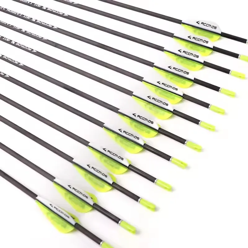 

ACCMOS Archery Accessories 40T ID3.2mm Spine 350/400/450/500/550/600/650/700/750/800/850/900/1000 pure Carbon Arrow for Hunting