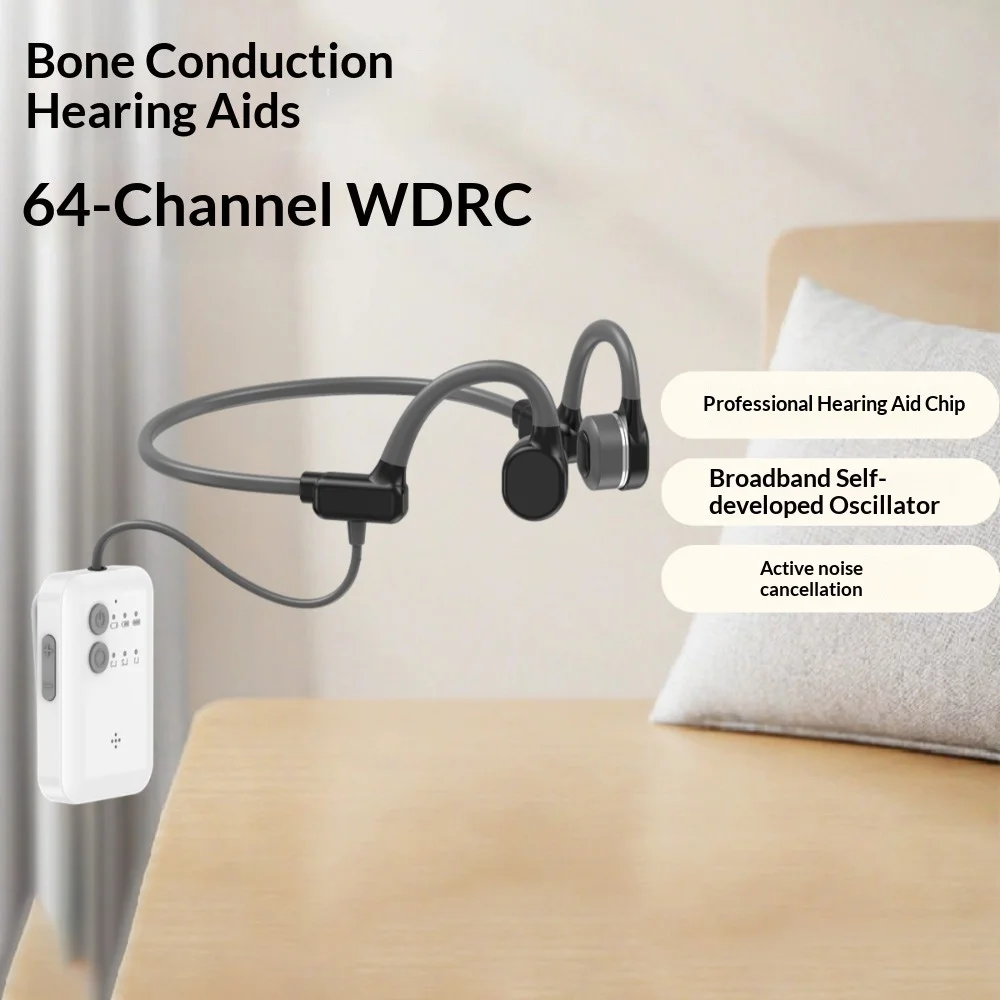 HA8 Bone Conduction Earphone Amplifly Hear Specially Designed for Seniors with Independent Volume Adjustment for Each Side.