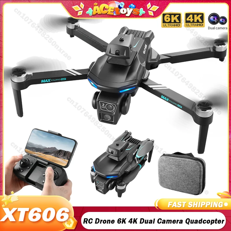 

Квадрокоптер XT606 складной с двойной камерой 6K 4K HD, Wi-Fi, FPV