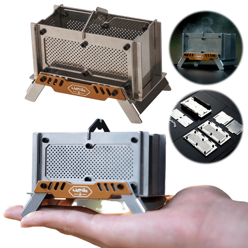 Quemador de incienso para acampar, quemador de aromaterapia de acero inoxidable, estufa de carbón pequeña, estufa de leña para exteriores para el hogar y el dormitorio