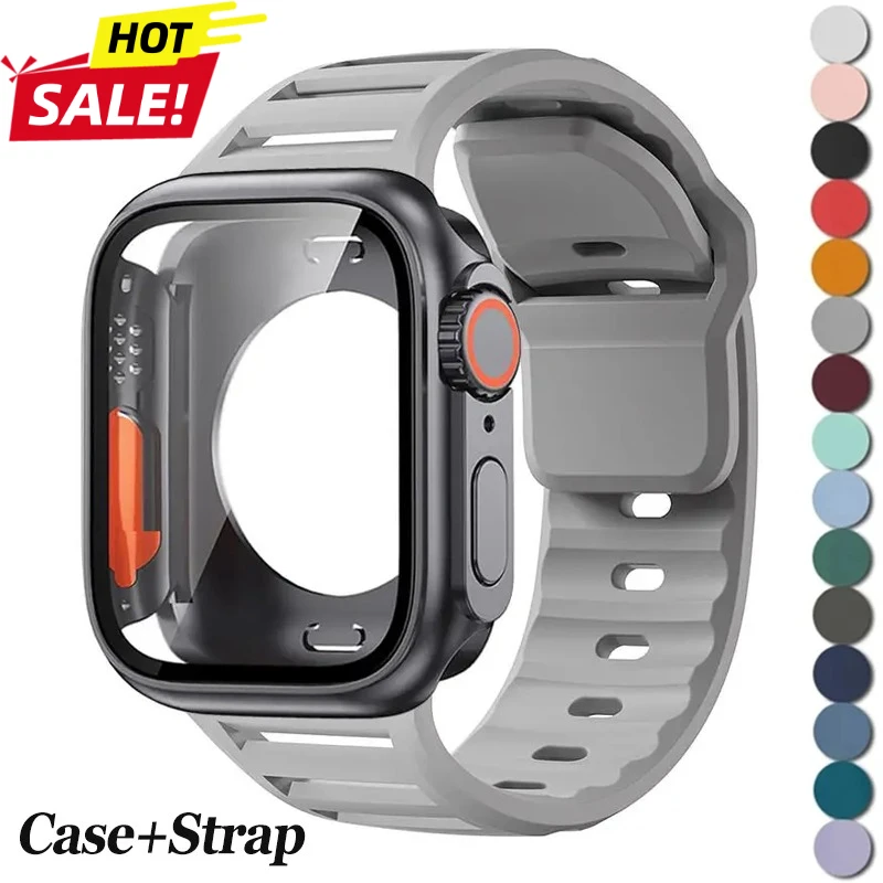 Glas+Hülle+Armband für Apple Watch Band 44mm 45mm 46mm Smartwatch Silikon Sportarmband Umbau auf Ultra-Gehäuse iWatch 11 10 9 8 7