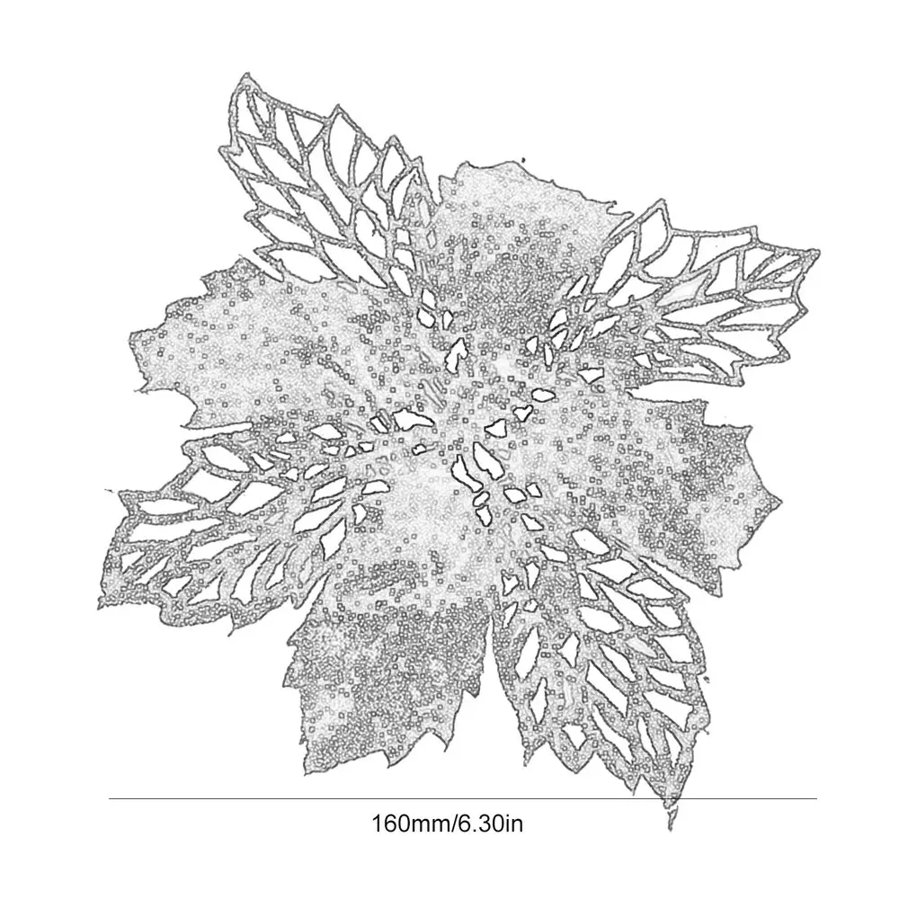 Christmas Poinsettia Flower Decor Poinsettia Artificial Christmas Flowers Decorations Glitter Xmas Tree Flower Ornaments