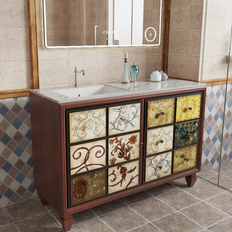 

Bathroom cabinet, light luxury washbasin, oak washbasin cabinet, integrated inte