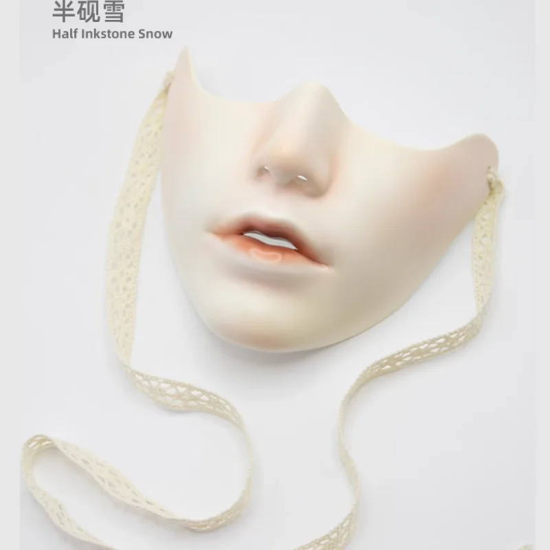 

Half Inkstone Snow Half Face Mask Original hand-painted cosplay party prop Chinese style overlay