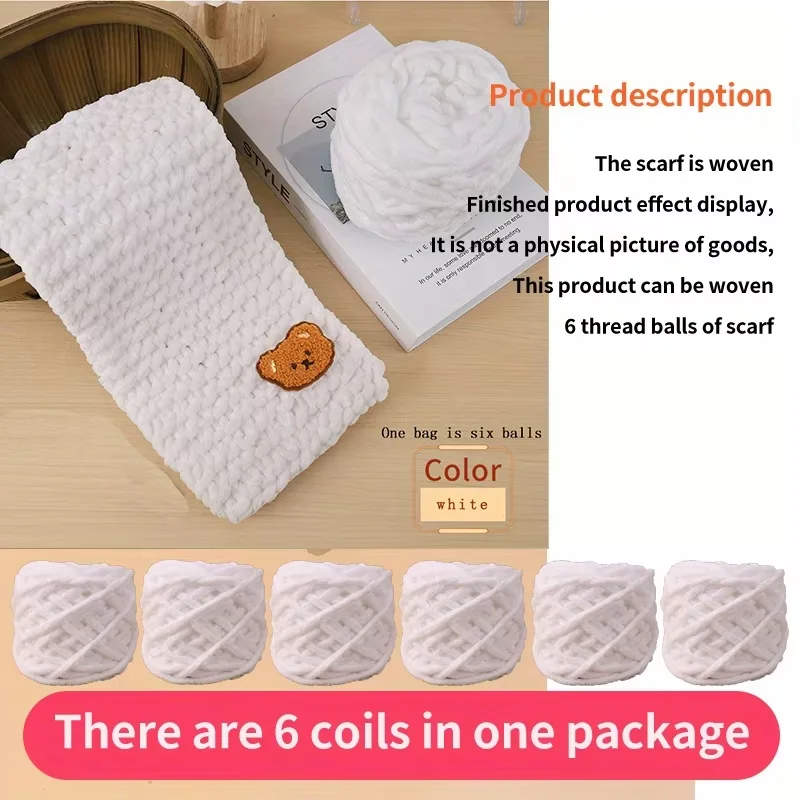 6PCS 600g Chenille Knitting Ya - Wool Blanket Herringbone ulasan dan harga