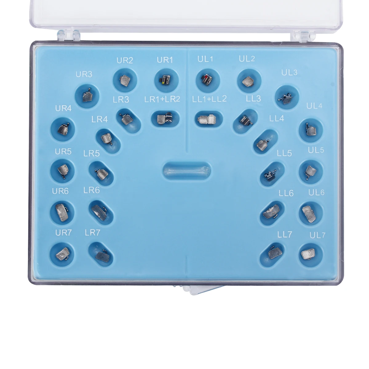 AZDENT Zahnspangen, kieferorthopädische Brackets, aktive selbstligierende 4-teilige Backenzangen, markierte Basis Roth 0.022, Haken 345 mit Werkzeug – Detail 9