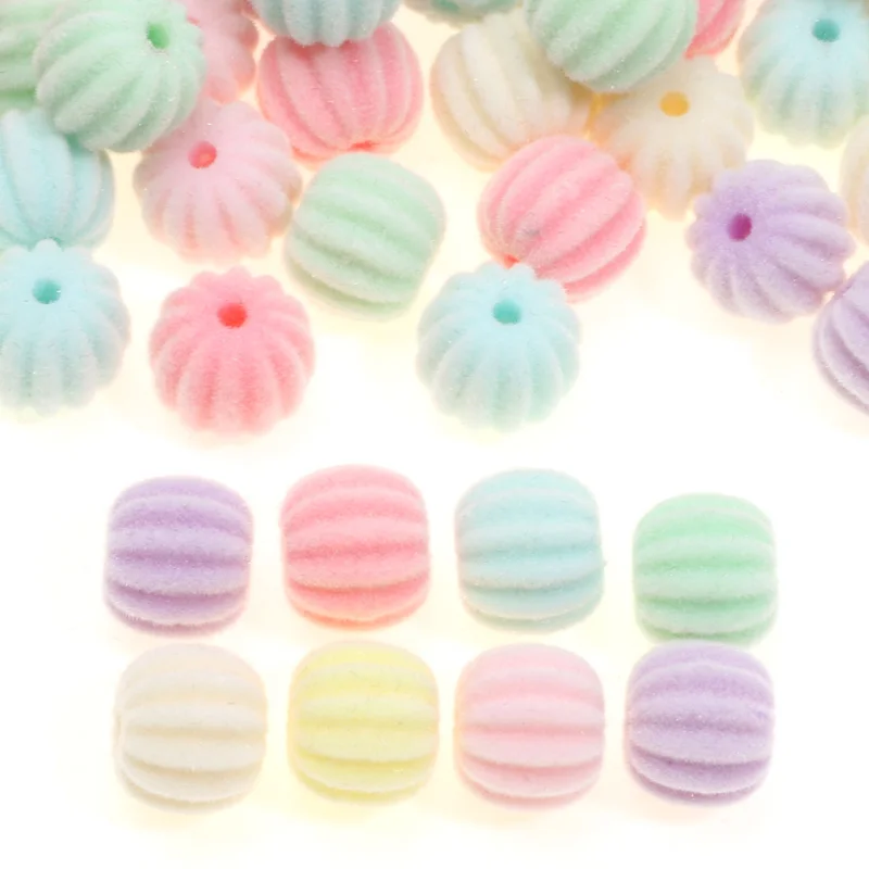 10x11MM 20Pcs Mixed Color Pumpkin Beads Straight Velvet Acrylic Beads For Jewelry Necklace Bracelet Craftsmanship