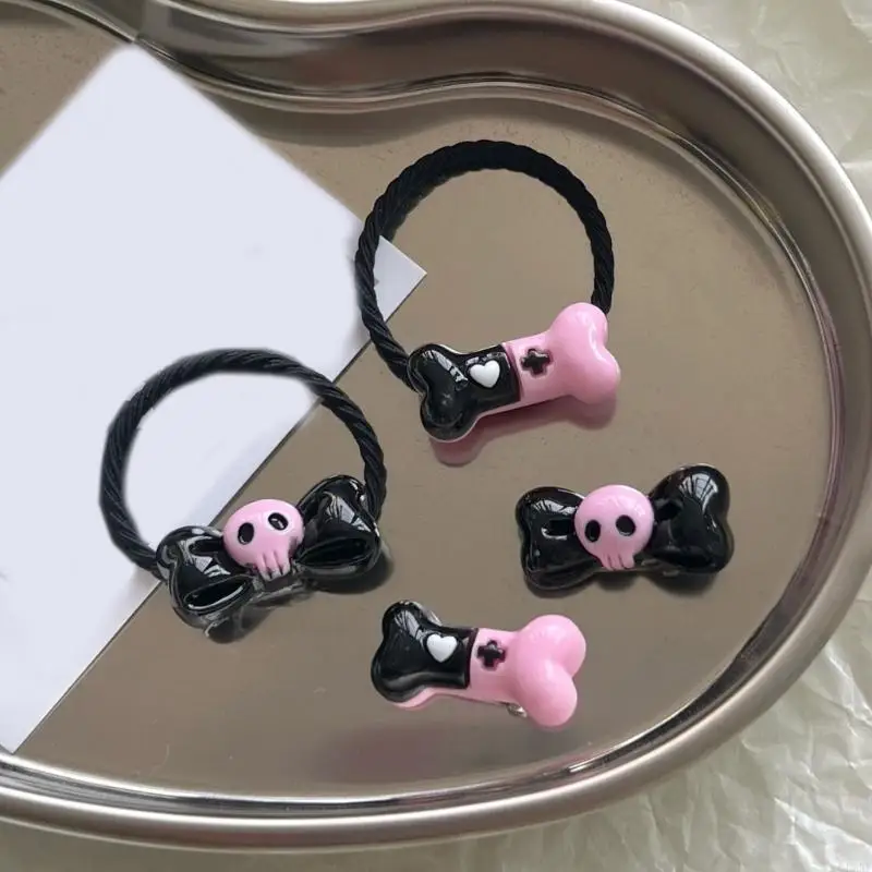 K3NF Stereo Bone/ Bowknot Bentuk Rambut Klip Rambut Rope Rambut Klip Rambut Ornamen Untuk Remaja