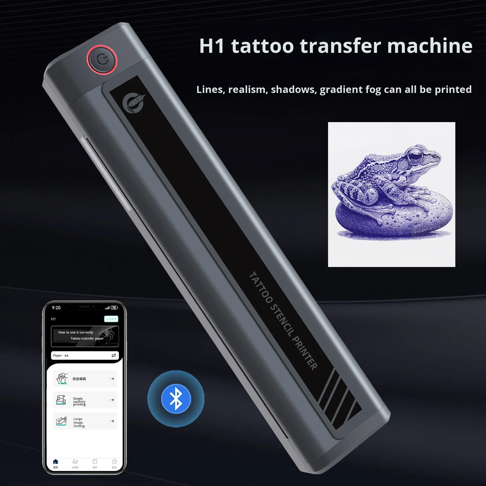 

Bluetooth Tattoo Transfer Machine Hand-Drawn Copy Machine with Four-Link Tattoo Paper Plastic Tattoo Equipment Manufacturer