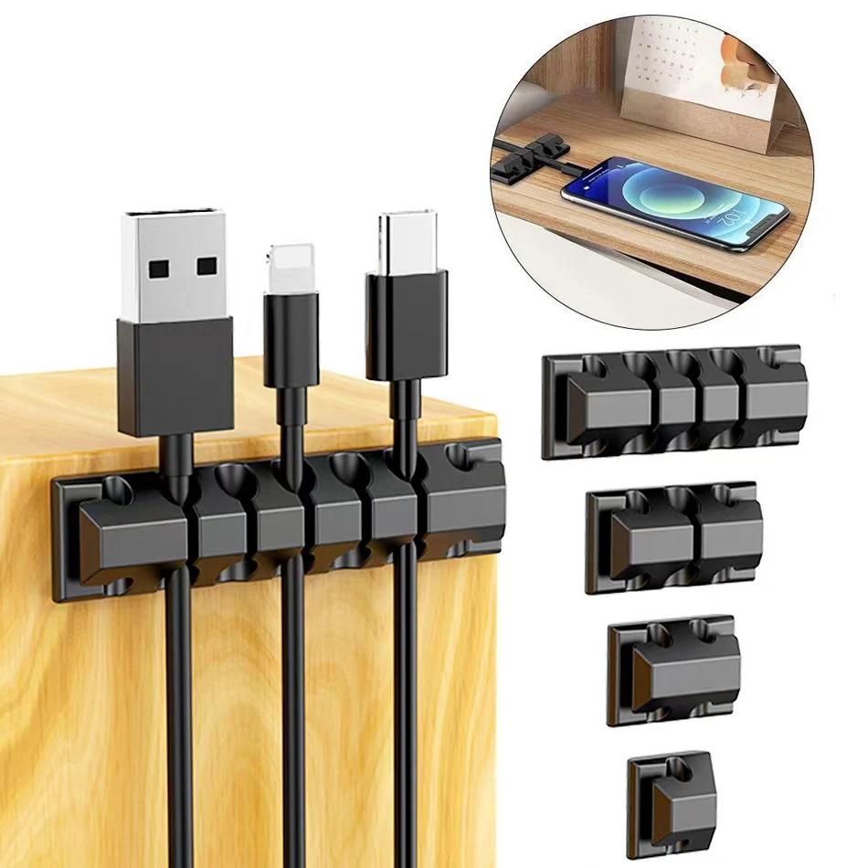 Cable Holder Silicone Flexible Smart Cable Organizer Holder Cord Management Clip for USB Wire Earphone Mouse Keyboard Winder