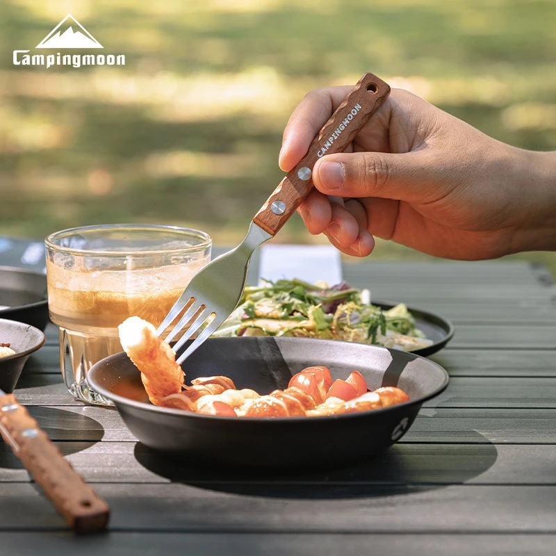 

Набор столовых приборов CAMPINGMOON CS-23 (вилка и ложка), портативный, для кемпинга и пикника, из нержавеющей стали 304 с ручкой из массива дерева