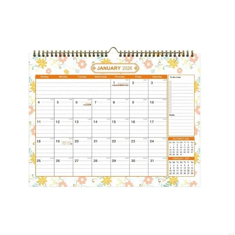 2026-2027 Wall Calendar Planner With Unlined Daily Blocks 18 Month from Jan 2026 to Jun 2027 For Home Office 43x30.5cm K92C