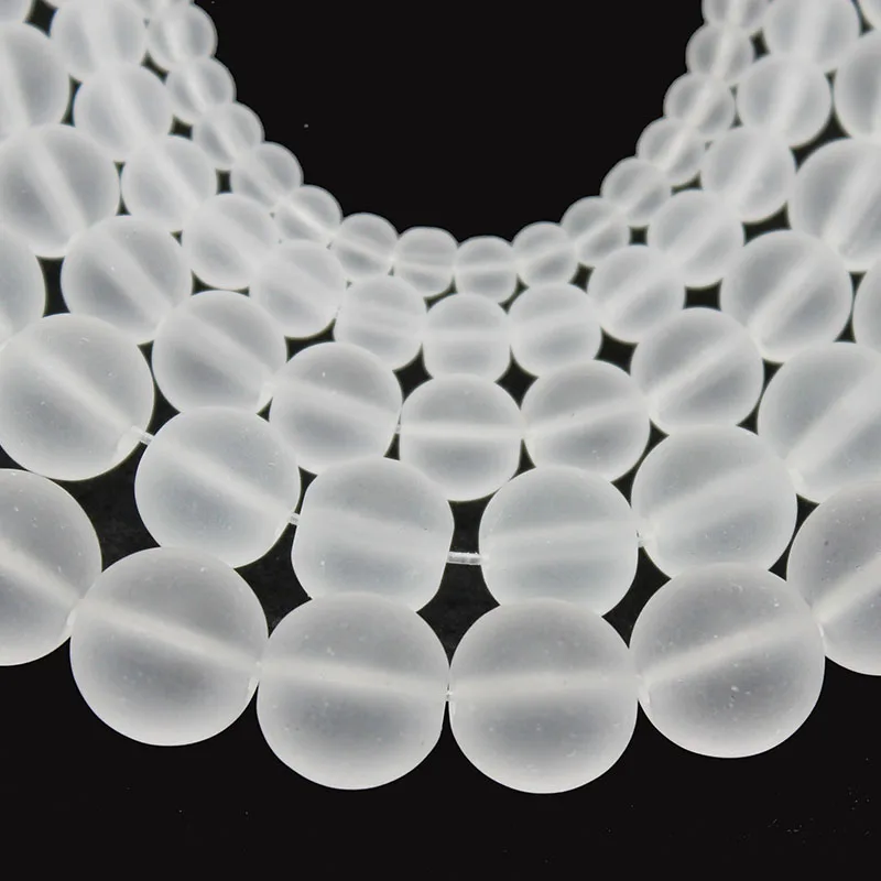 Natural Matte Clear Quartz Crystal Stone Glass Loose Spacer Beads 4 6 8 10 12mm For Jewelry Making Charm Accessories DIY