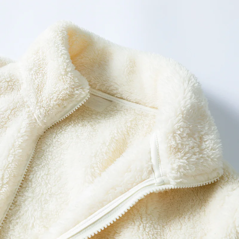 BWQ المرأة معطف الصوف الشتاء الدافئة رشاقته سترة الوجهين ارتداء الوجهين المخملية المرجان الصوف معاطف سترات صوف القطبية