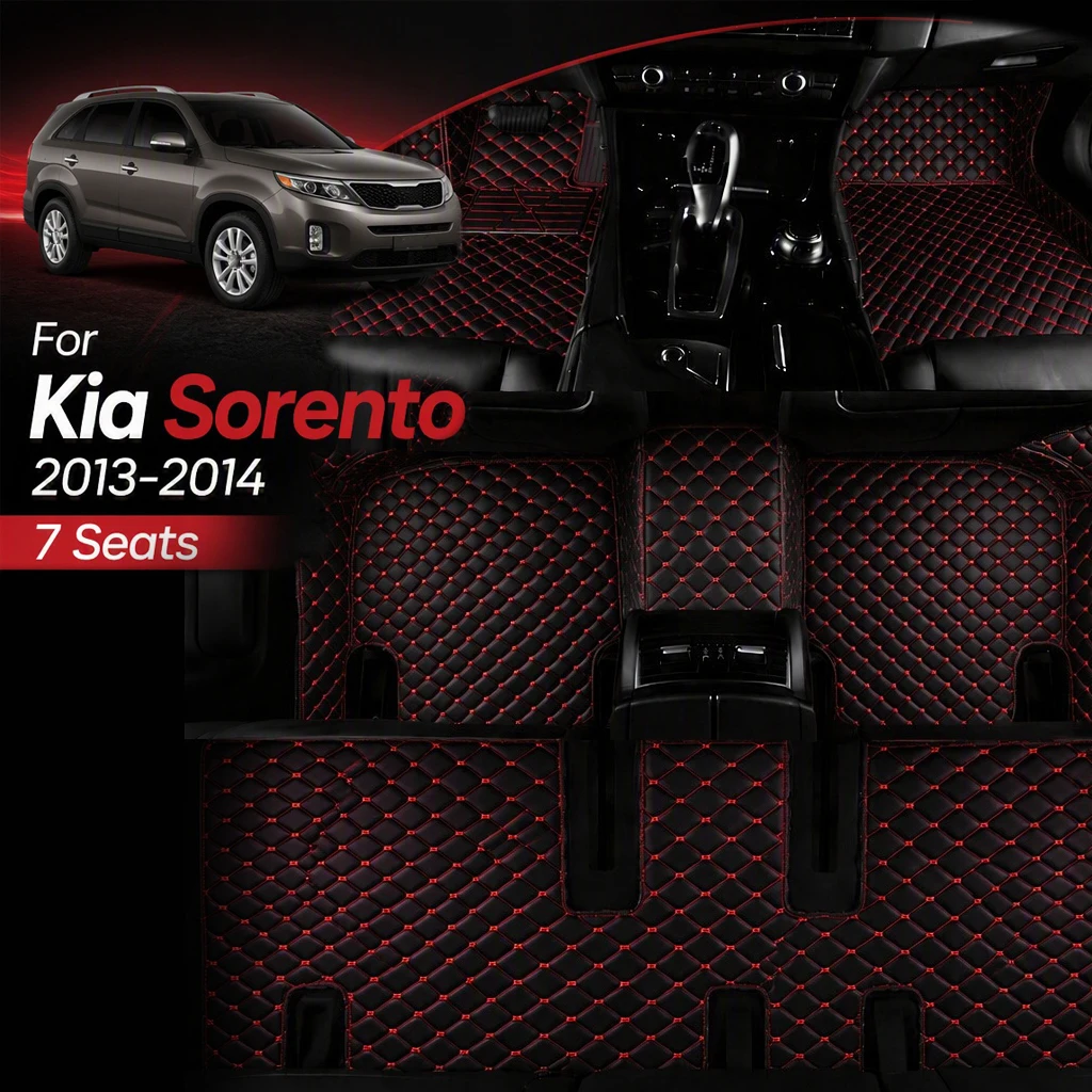 LHD Car Floor Mat For Kia Sorento 2013 2014 (7 Seater) Custom Leather Carpet Car Accessories Car Interior Decor Styling