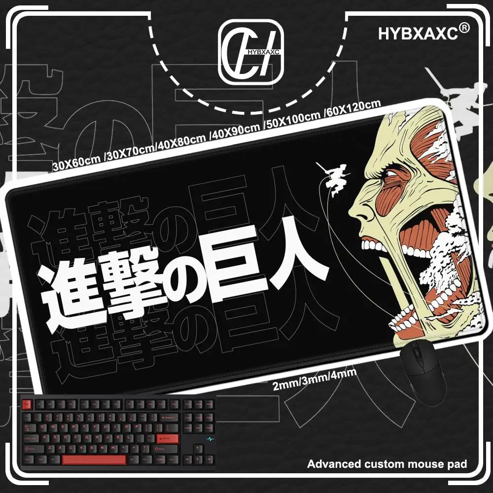Attack On Titan Mouse Pad Gaming Accessories Keyboard Large Rubber Desk Mat Anime Computer Carpet Pc Gamer Non-slip Mousepad Xxl