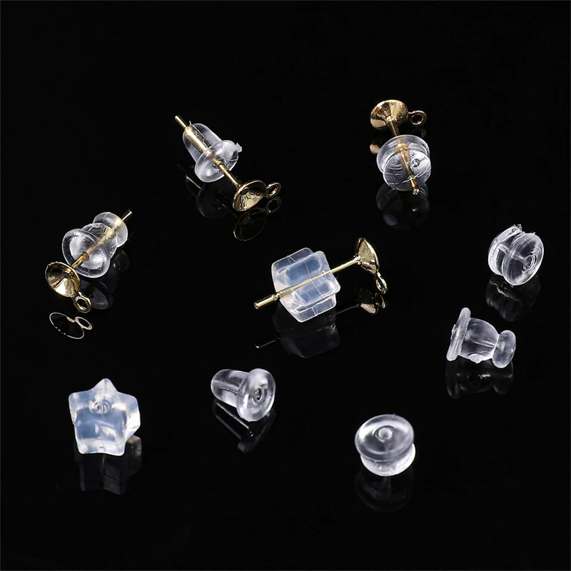 10-100pcs Soft Silicone Rubber Earring Back Stoppers for DIY Stud Earrings Accessories Bullet Tube Ear Plugs Jewelry Making