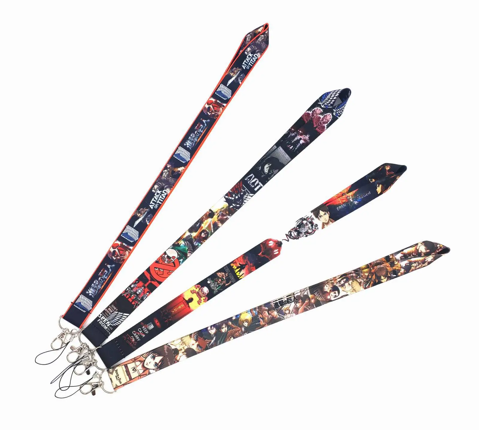 New 50pcs Cartoon Attack on Titan Key Lanyard ID Badge Holders Animal Phone Neck Straps with Keyring Phone Accessories H-71