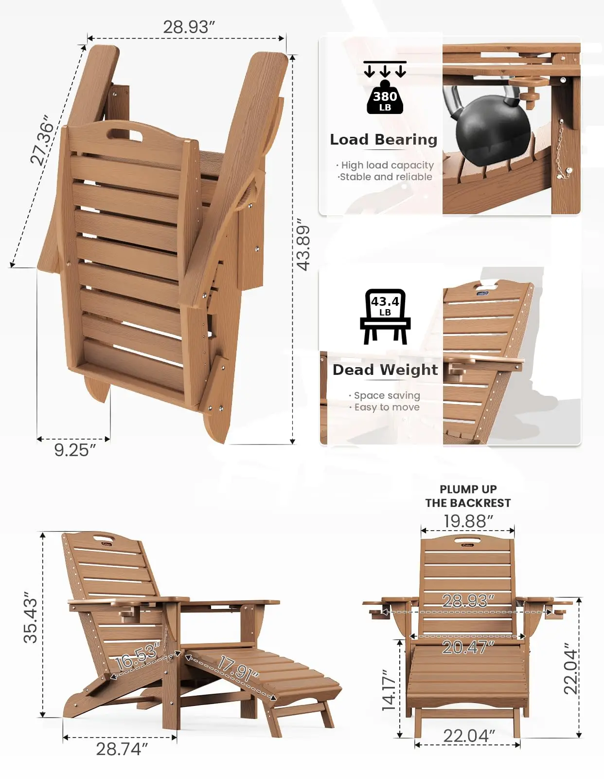 Modern Style Foldable Stretch Chair Plastic Design For Outdoor Use