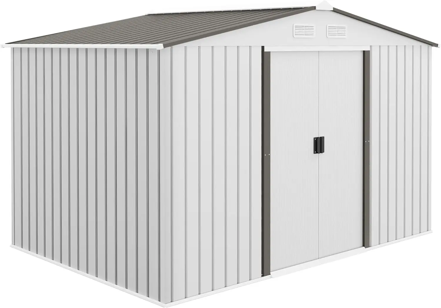 

9' x 6' Outdoor Storage Shed, Garden Tool House with Foundation Kit, 4 Vents and 2 Easy Sliding Doors for Backyard,Lawn, Silver