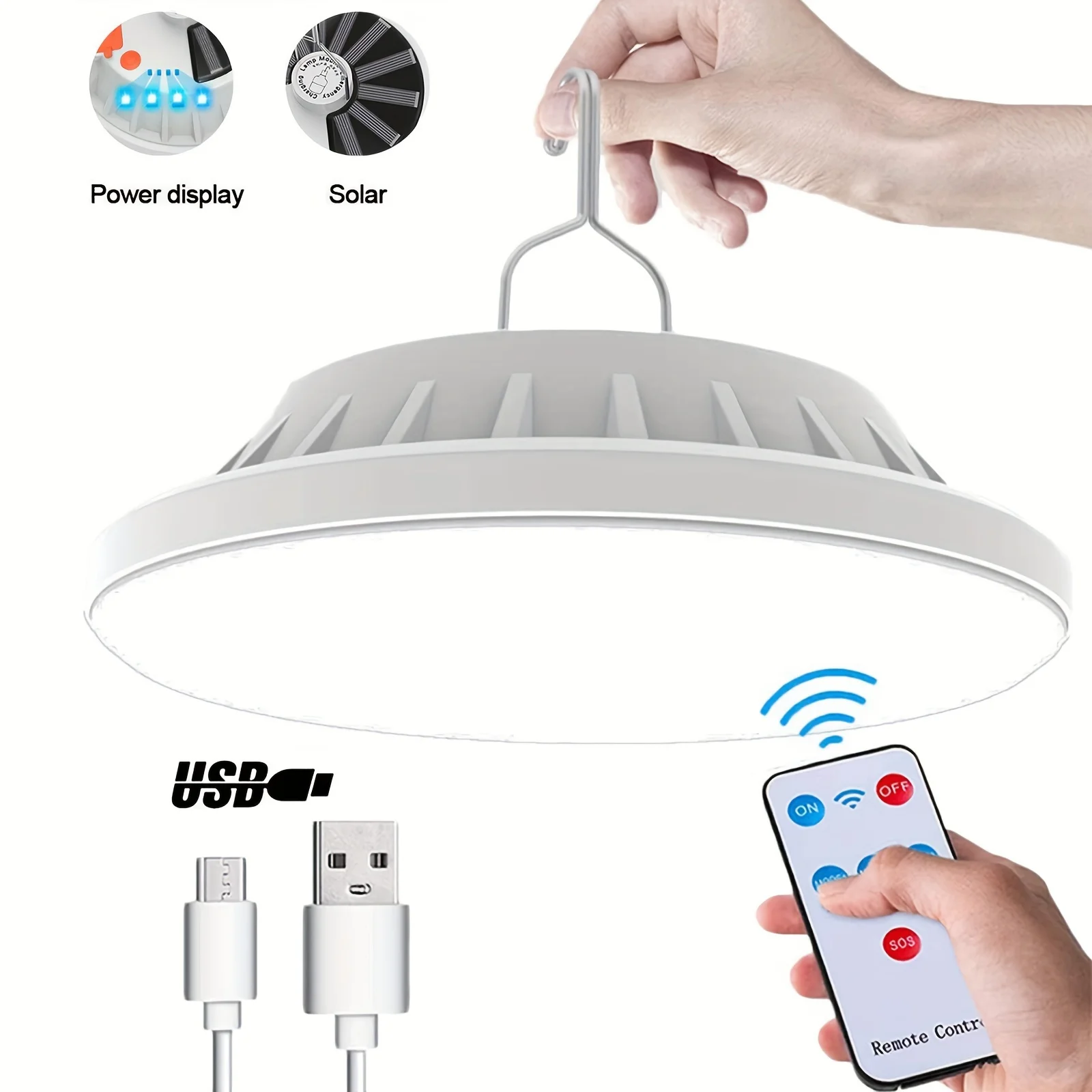 

Перезаряжаемый солнечный фонарь, 60/120 светодиодов, портативный светильник для кемпинга, пульт дистанционного управления, 5 режимов, блок питания, дисплей на батарейках, IP65, аварийная ситуация на открытом воздухе