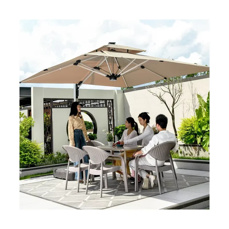 

[280 Grams Canopy Polyester]Ready-Ship Outdoor Patio/Garden/Courtyard/Hotel Umbrella Prefect Solar Power Light Decor Parasol