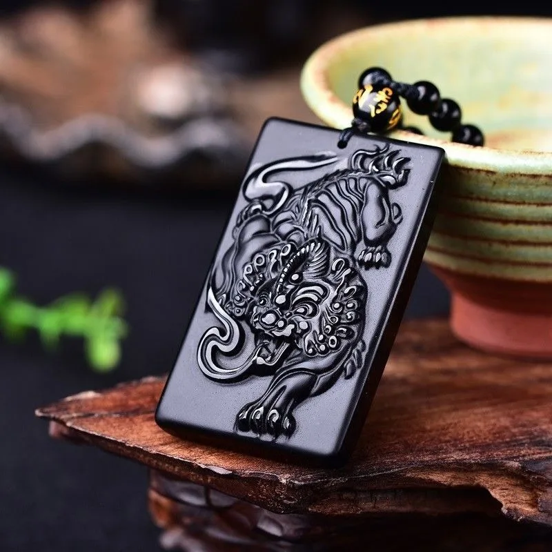 

Натуральный кулон Пи Сю из обсидиана, модный универсальный аксессуар от Jade Brand