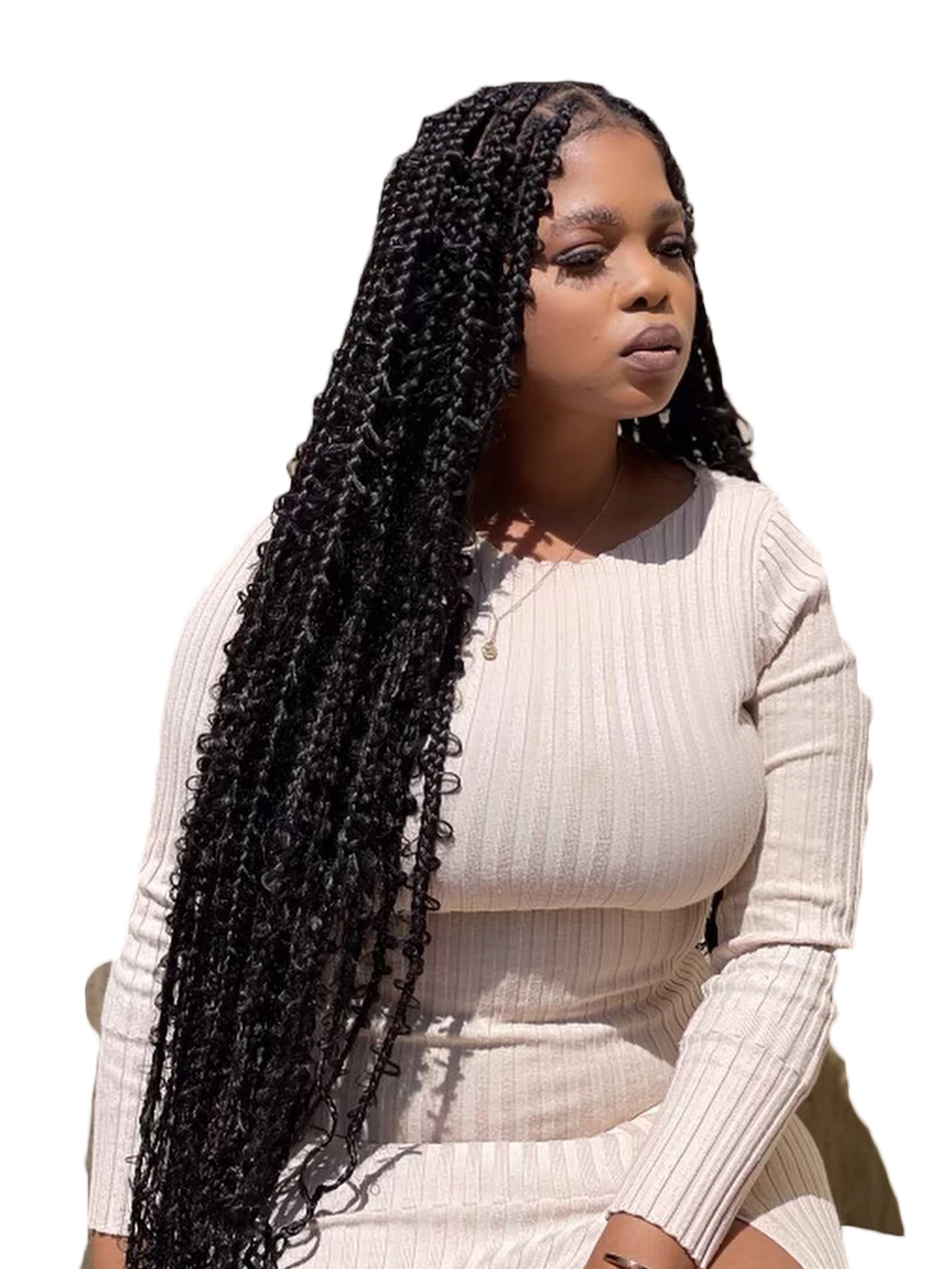 Long 36 Inch Synthetic Full Lace Knotless Braids Butterfly Style Box Braided Wigs For Black Woman Box Braids With Baby Hair