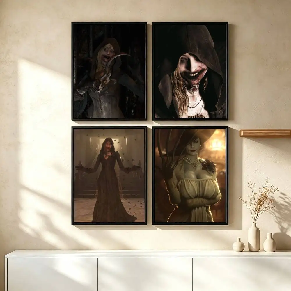 R-Resident Evil Village Horror Game Poster High Quality Dorm Living Room Aesthetic Wall Decoration Painting Stickers Gift