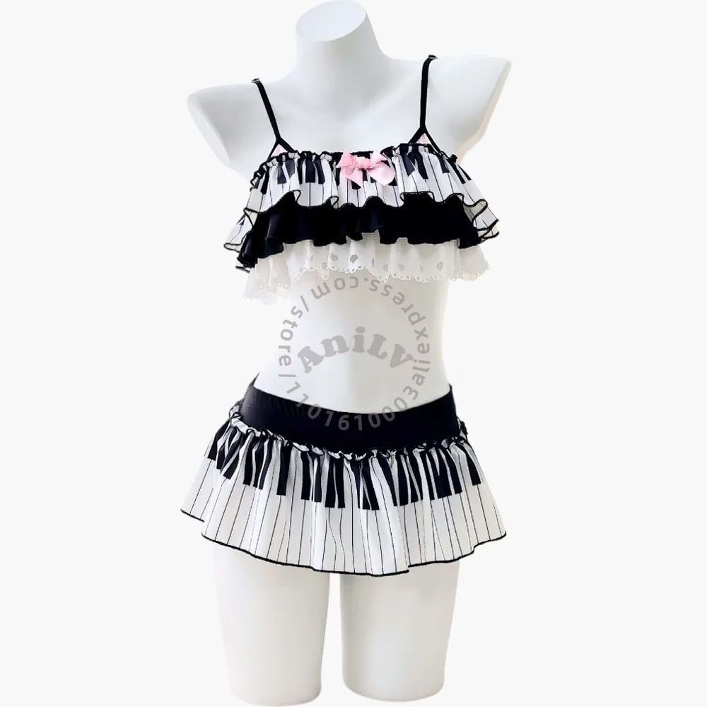 

AniLV Anime Group Keyboardist Uniform Beach Music Cute Swimsuit Outfits Cosplay Costumes