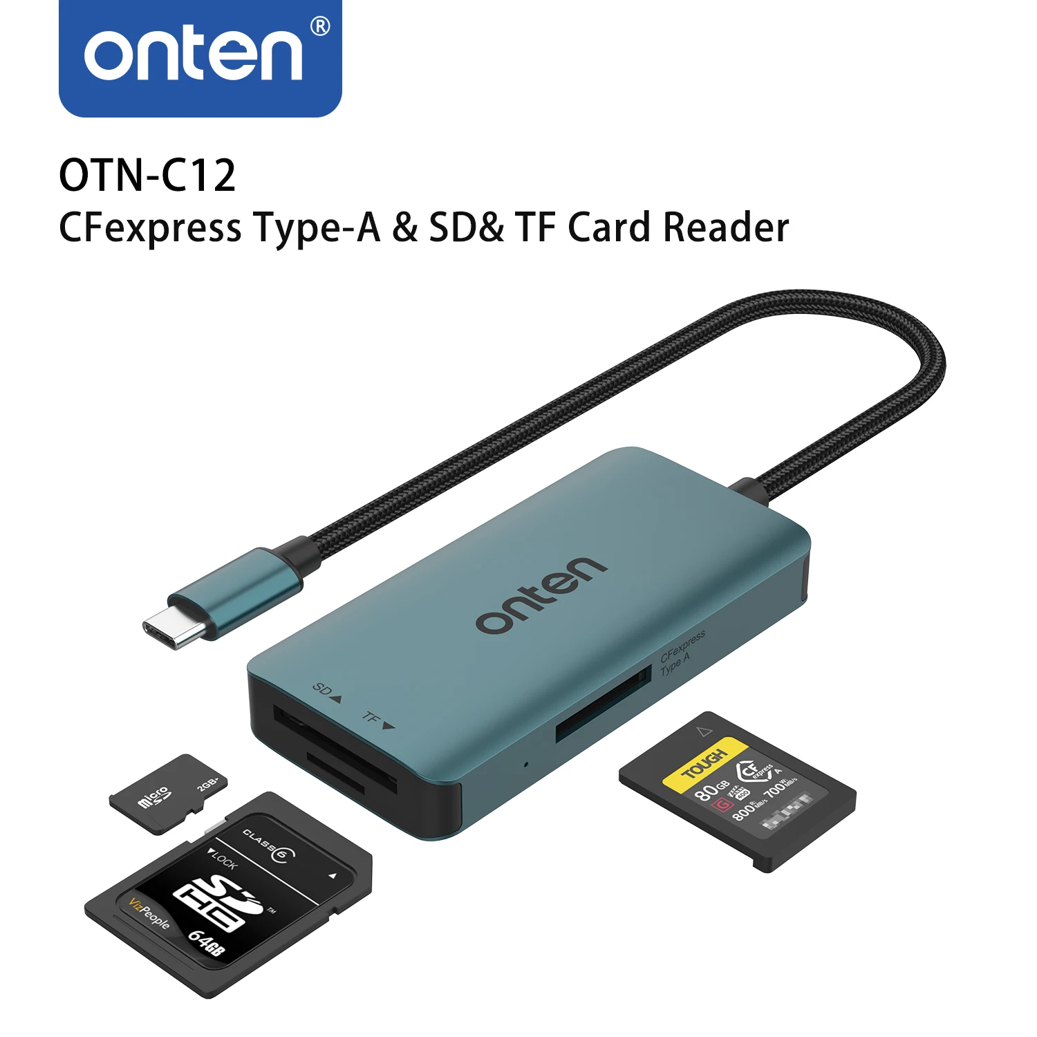 ONTEN 3-in-1 Type-C CFexpress Type A Card Reader High Speed SD TF UHS-I Card Reader Adapter Write For Photographer