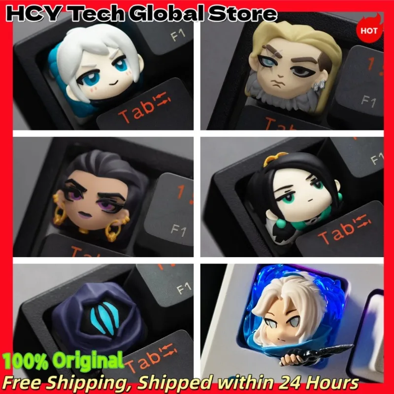 HCY NEW Valorant Theme Mechanical Keyboard Resin Custom Artisan Keycap PC Gaming Keyboard Cute Keycap DIY Collectible Gift