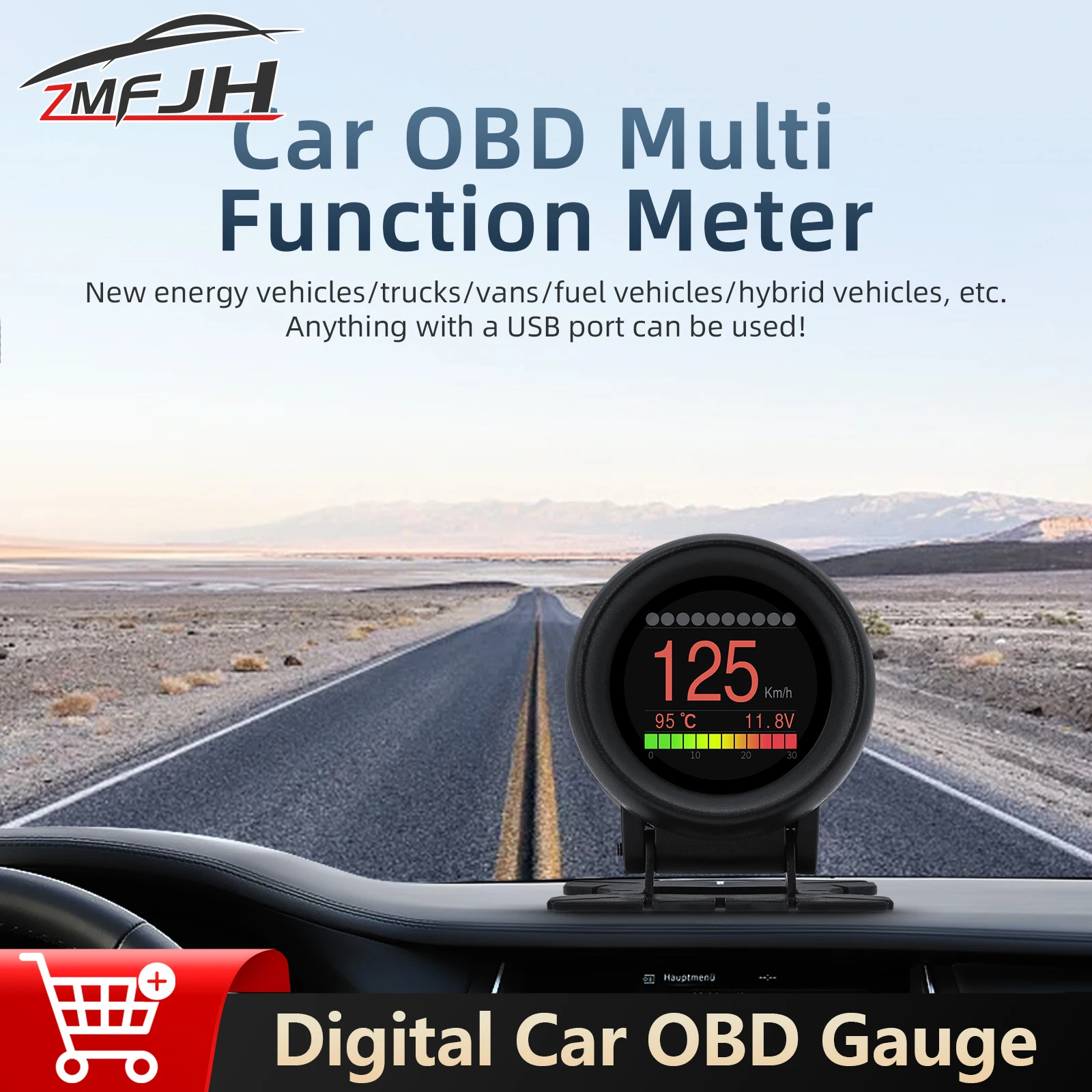 

Car OBD Multi-Function On-board Computer A205 For HUD Head Up Display Mileage Oil Pressure Water Temp Fuel Level Obd2 Gauge