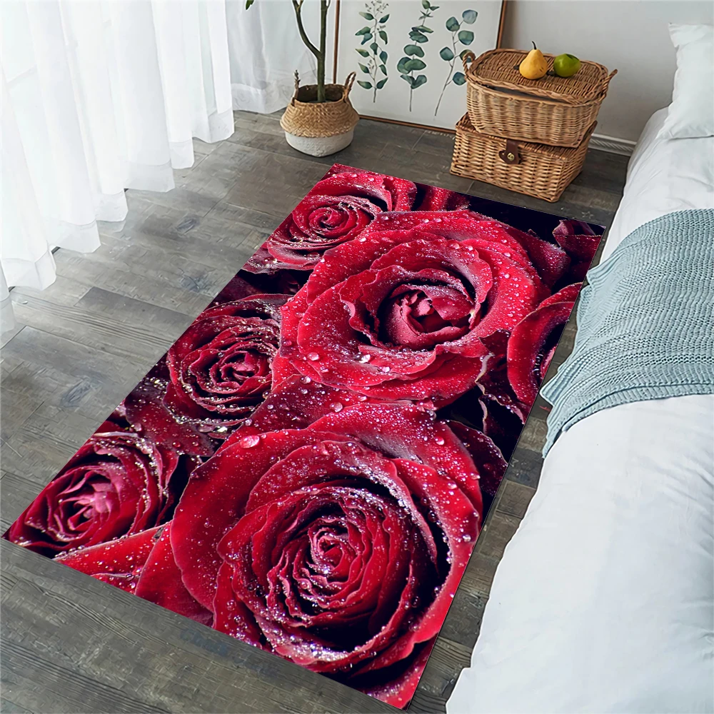 

CLOOCL New Fashion Carpet Fresh Flowers Rose Art 3D Printed Carpets for Living Room Bedroom Area Rug Non-slip Bath Mat