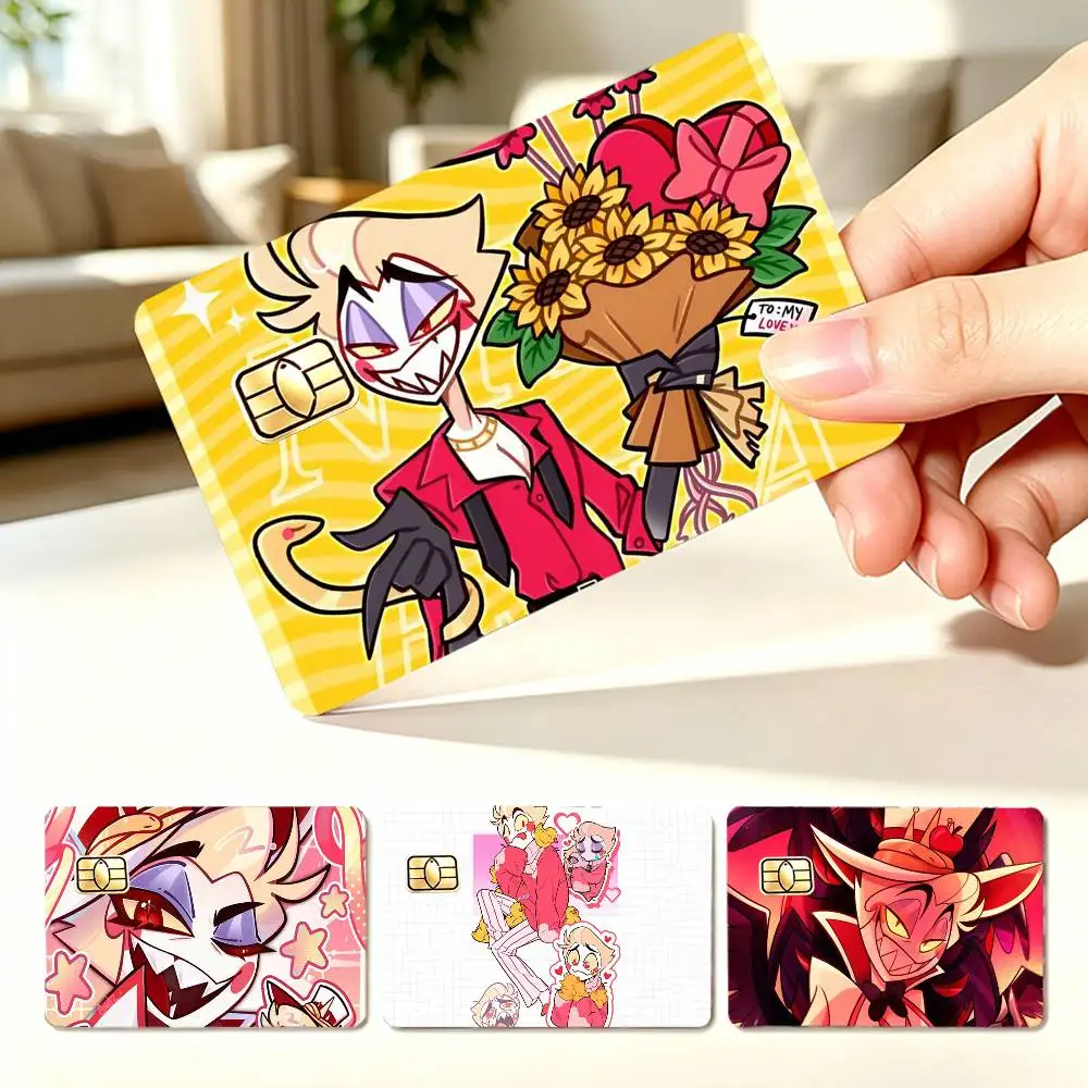 Animation Hazbin Hotel L-Lucifer  4pcs 1Set Card Stickers Small Waterproof Chip 4PCS Card Sticker Anti-Scratch