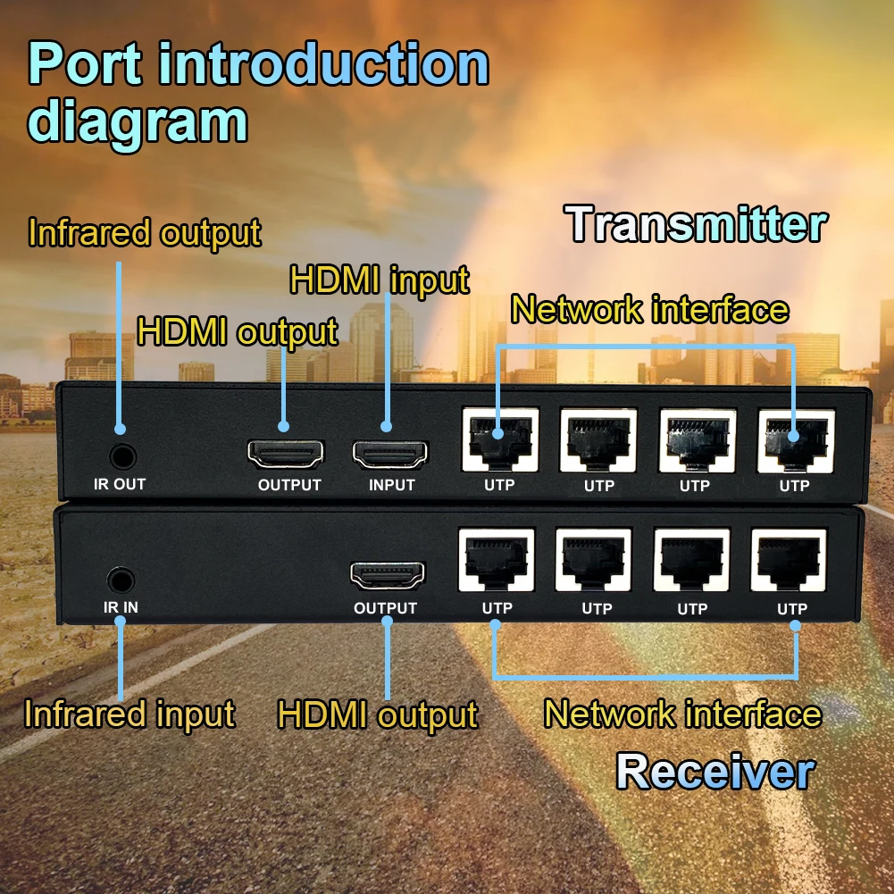 Extensor do divisor de 1080p hdmi 1x4 com tcp/ip até 120m