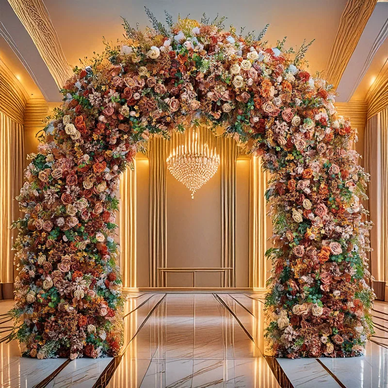 

Европейский стиль карамельного цвета искусственная роза арка цветочные свадебные украшения открытое предложение макет места цветочная композиция