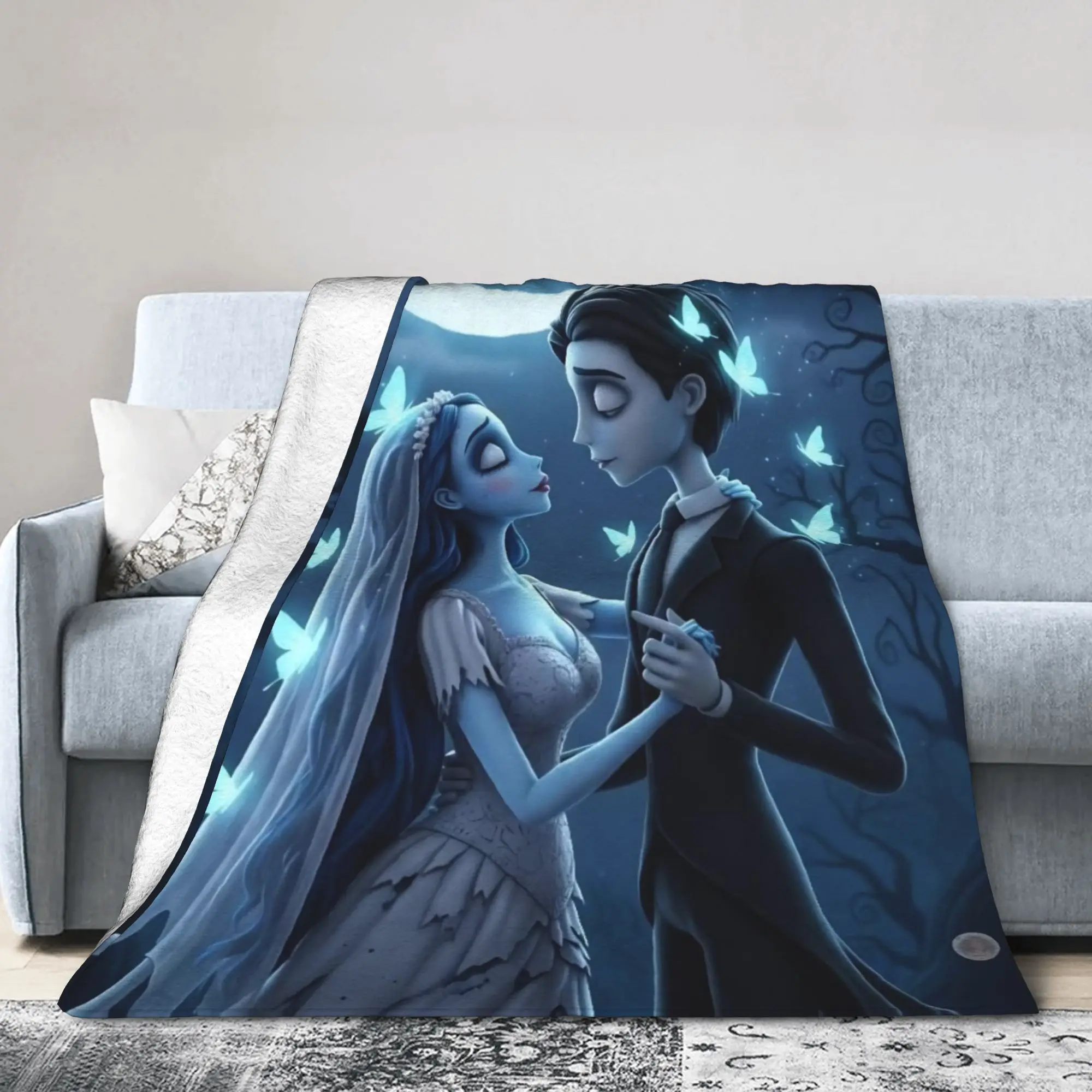 جثة العروس إميلي وفيكتور البطانيات الصوف الصيف متعددة الوظائف خفيفة الوزن رقيقة رمي البطانيات للفراش سيارة المفرش