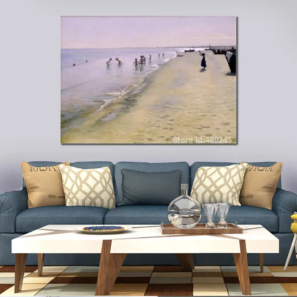 Wall Art Summer Day at The South Beach of Skagen by Peder Severin Kroyer Decor Paintings Hand Painted High Quality