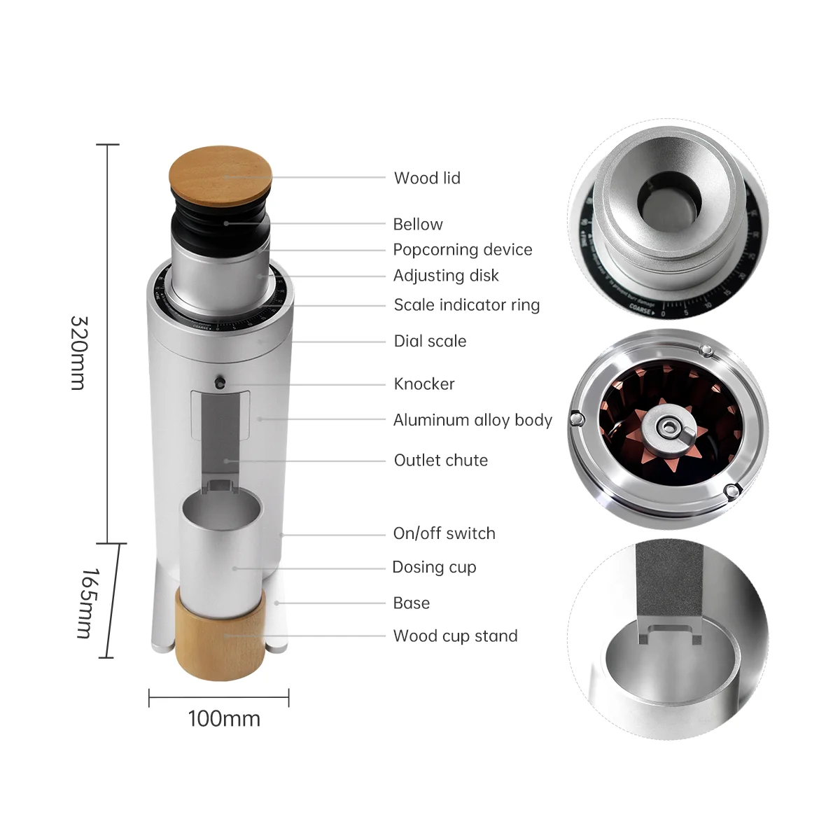 New Supply DC63 Espresso Coffee Machine Built-In Coffee Grinder Electric Stainless Steel Red Ti Conical 63MM Burr DC63