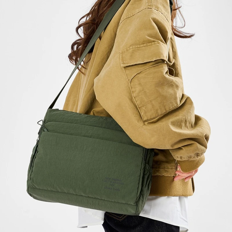 

New Multi-Layer Shoulder Bag for Women Men Large Capacity Commuter Bag with Multiple Pockets Water-Resistant Solid Color Bolsa