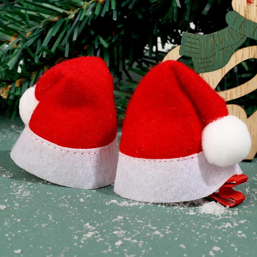 5/1Pcs Christmas Hair Clips Santa Hat Hair Grips Barrettes Hairpins with Alligator Clip Red Mini Hat Party Hair Accessories